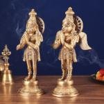 Brass Standing Hanuman and Garuda Divine Pair | 12" x 7" x 3.5" (30.5 x 17.8 x 8.9 cm) Each | 6 kg Total Sacred Art | Protection Duo